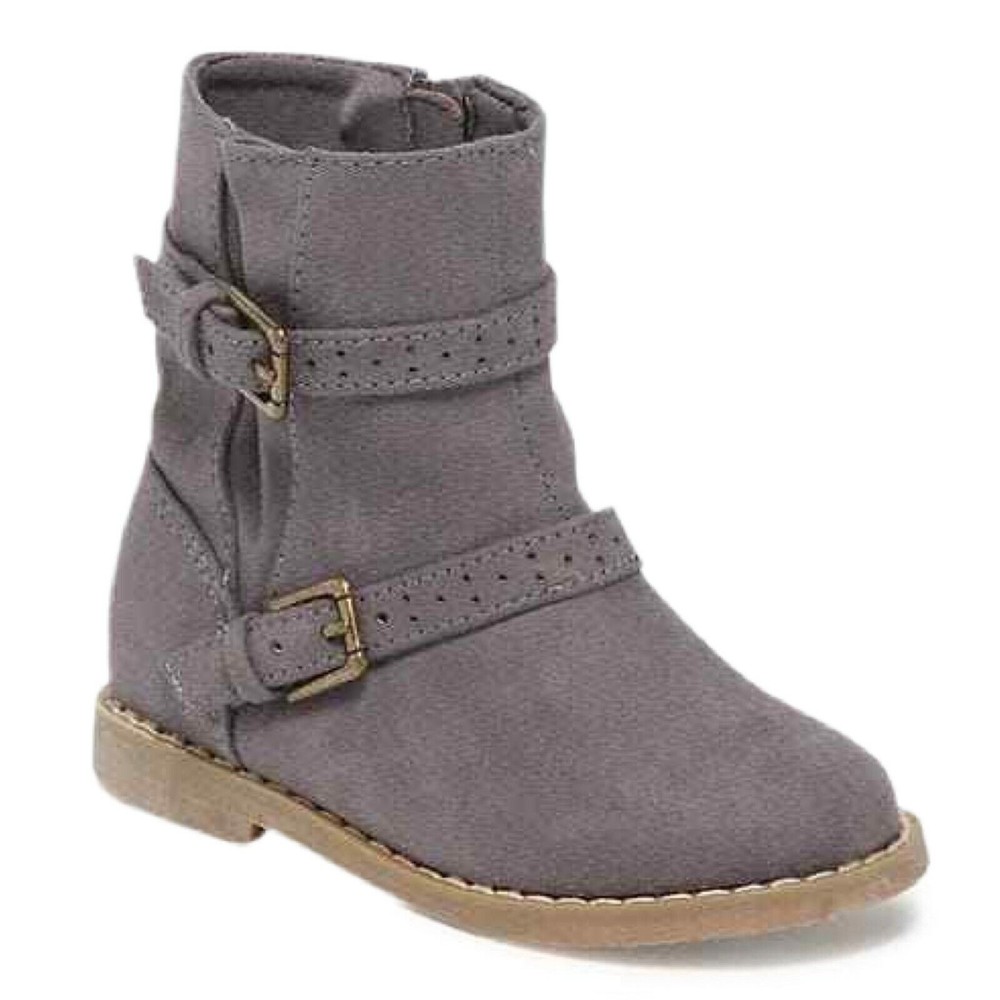 Old Navy Toddler Girls Boots Ankle Booties Gray Faux Suede Zip-Up Size 7